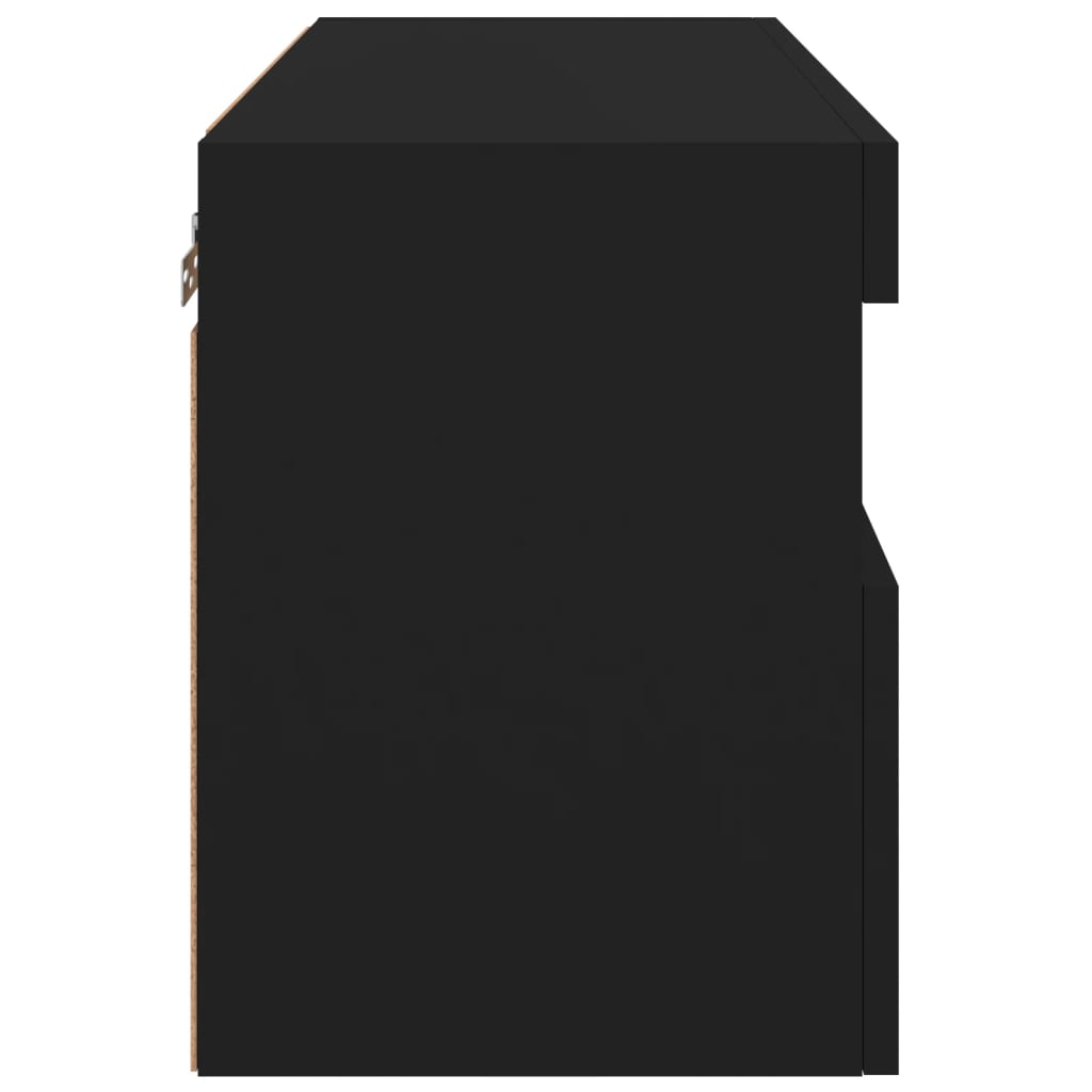 Wall-mounted TV cabinet with LED lights, black, 60x30x40 cm