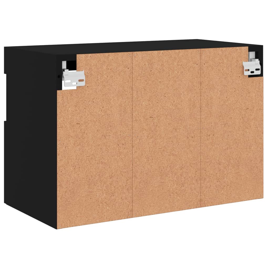 Wall-mounted TV cabinet with LED lights, black, 60x30x40 cm