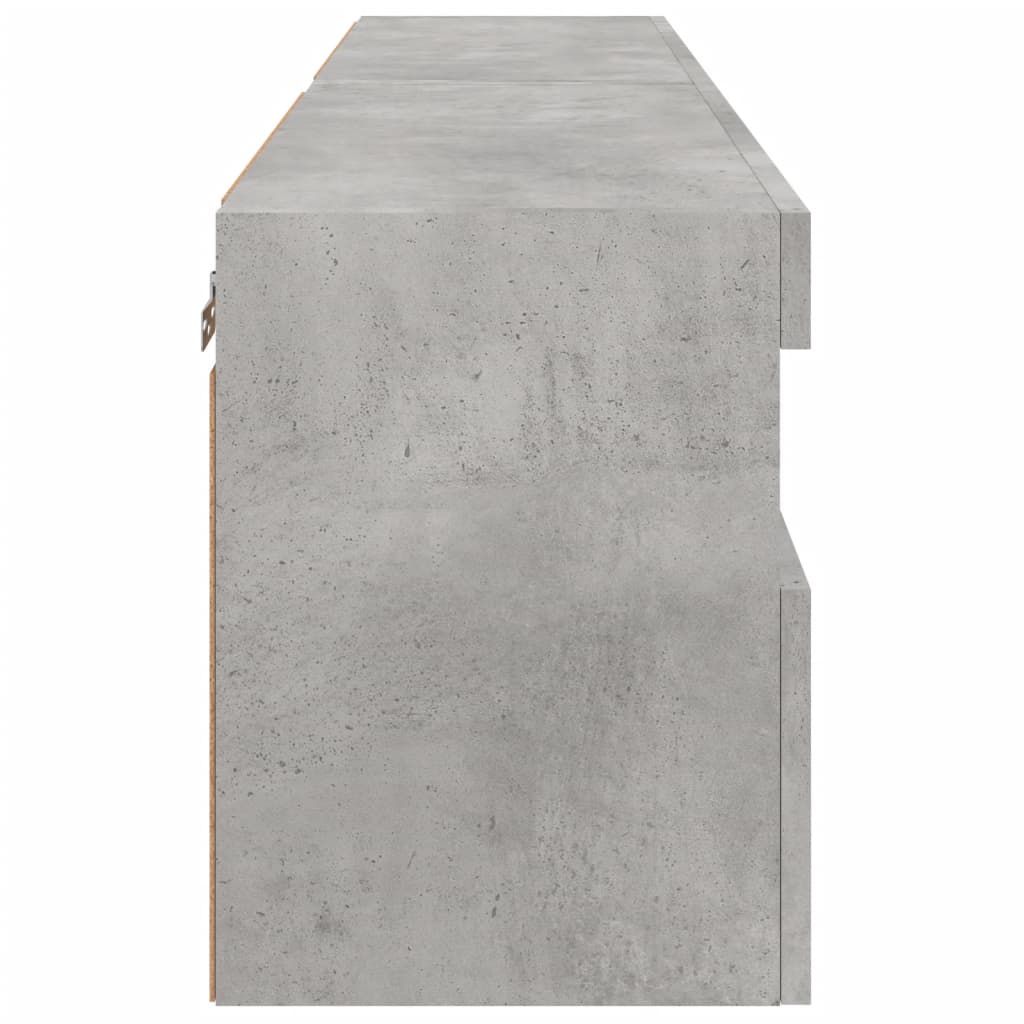 Wall-mounted TV chests with LED lights 2 pcs. concrete gray 60x30x40 cm