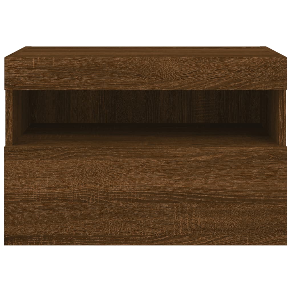 Comodă TV de perete cu lumini LED, stejar maro, 60x30x40 cm