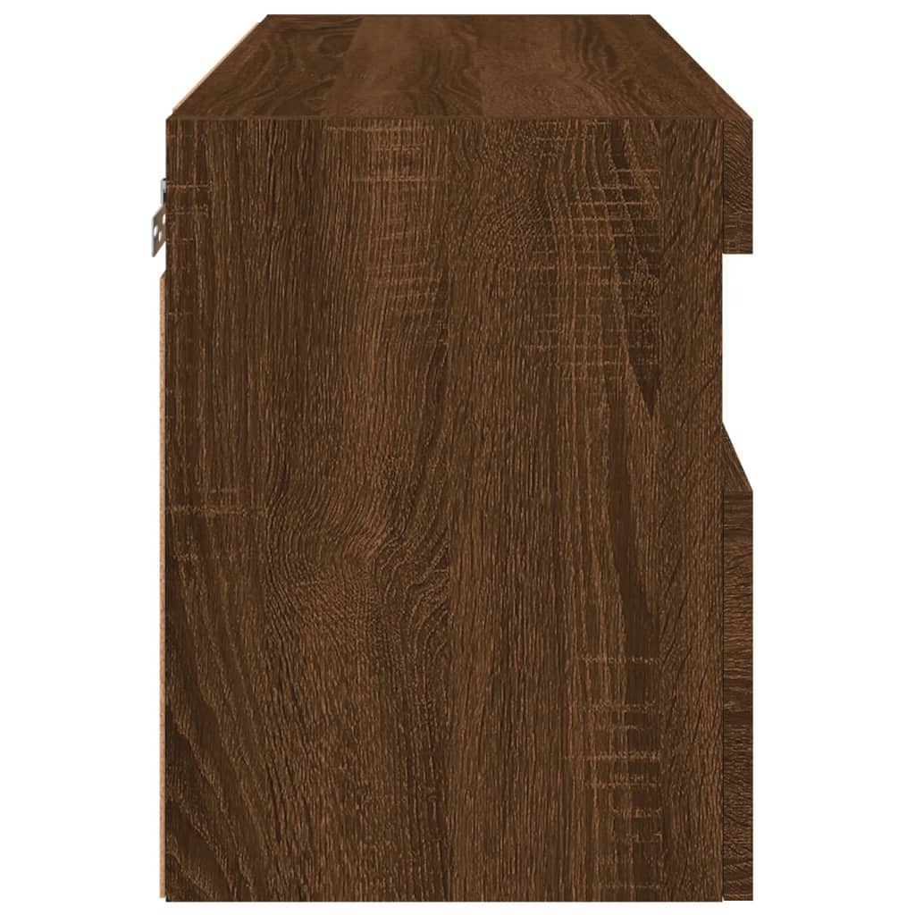 Comodă TV de perete cu lumini LED, stejar maro, 60x30x40 cm