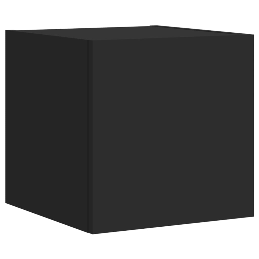 Wall-mounted TV cabinets with LED lights, 2 pcs., black, 30.5x35x30 cm