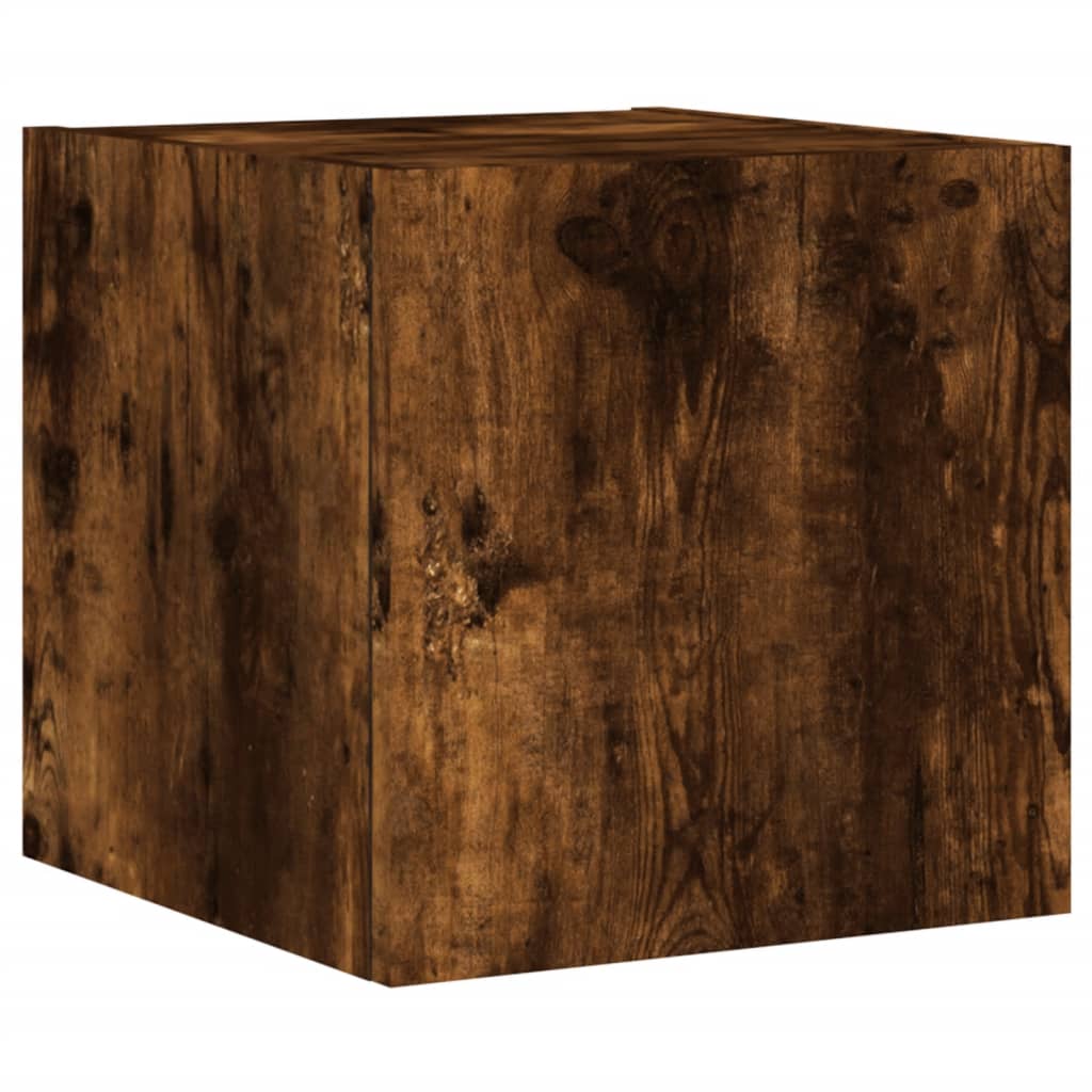 Wall-mounted TV cabinet with LED lights, smoky oak, 30.5x35x30cm