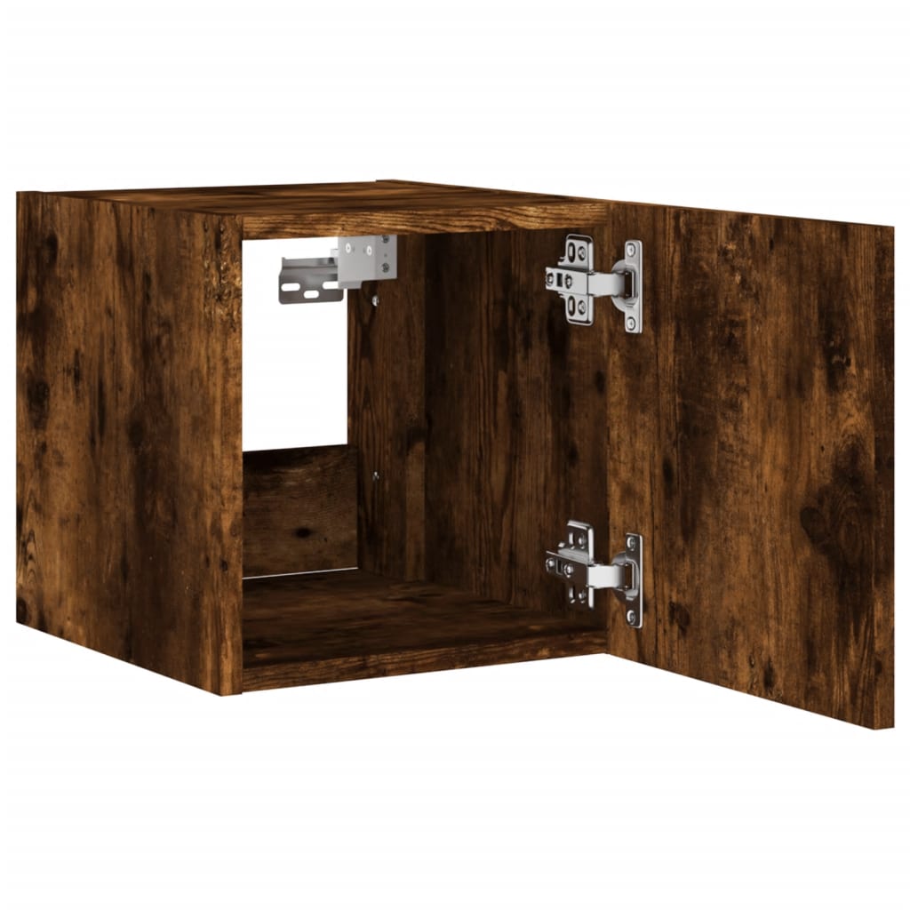 Wall-mounted TV cabinet with LED lights, smoky oak, 30.5x35x30cm