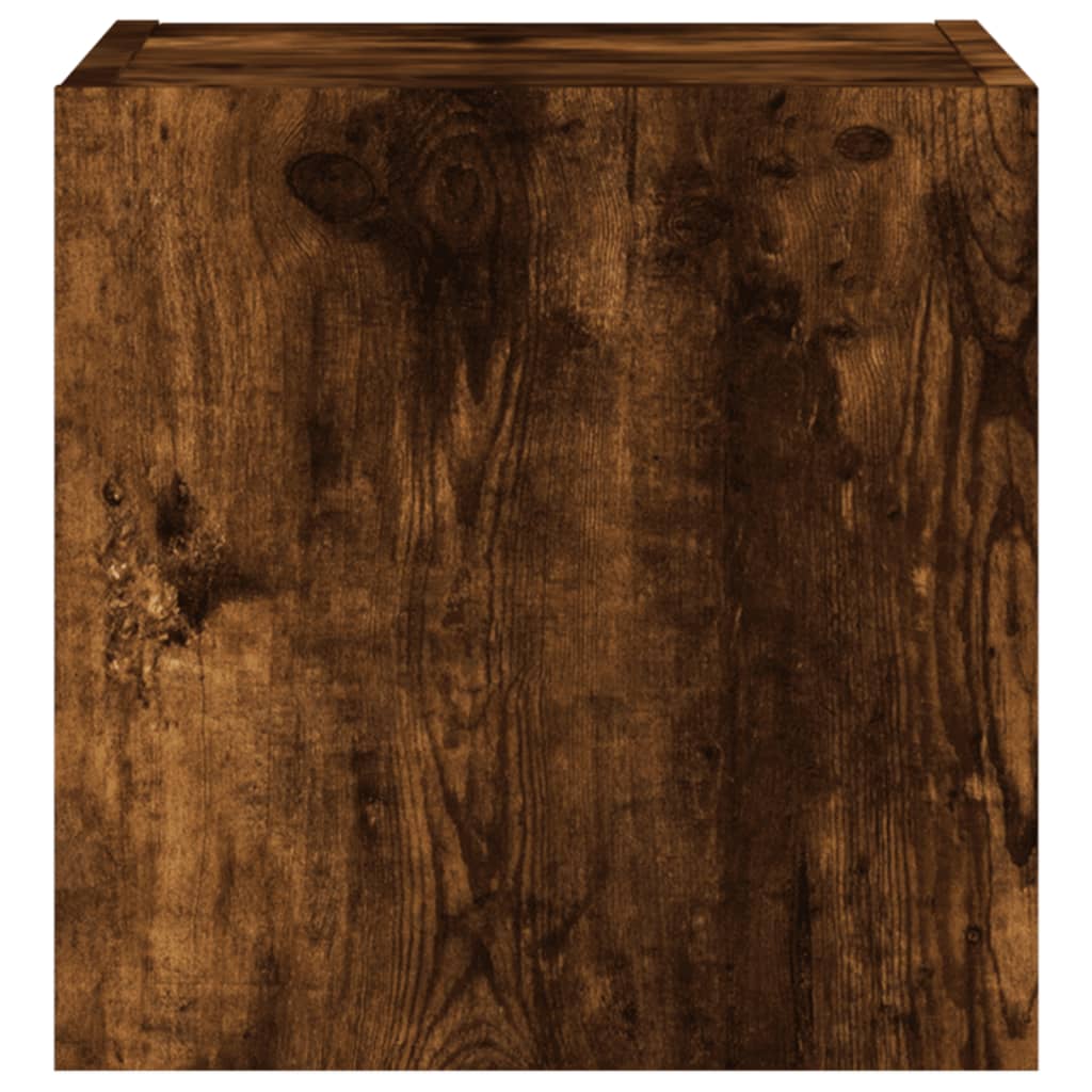 Wall-mounted TV cabinet with LED lights, smoky oak, 30.5x35x30cm