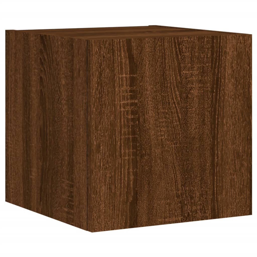 Wall-mounted TV cabinet with LED, 2 pcs. brown oak, 30.5x35x30 cm
