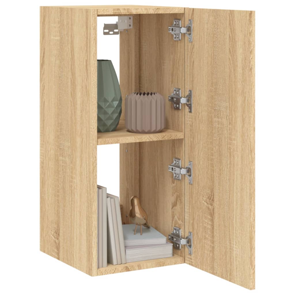 Wall-mounted TV cabinet with LED lights, sonoma oak, 30.5x35x70 cm