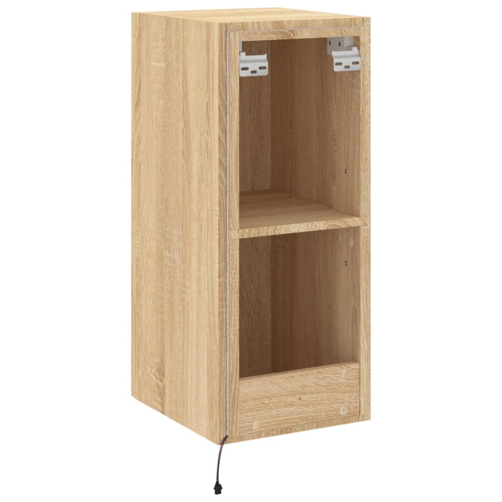 Wall-mounted TV cabinet with LED lights, sonoma oak, 30.5x35x70 cm