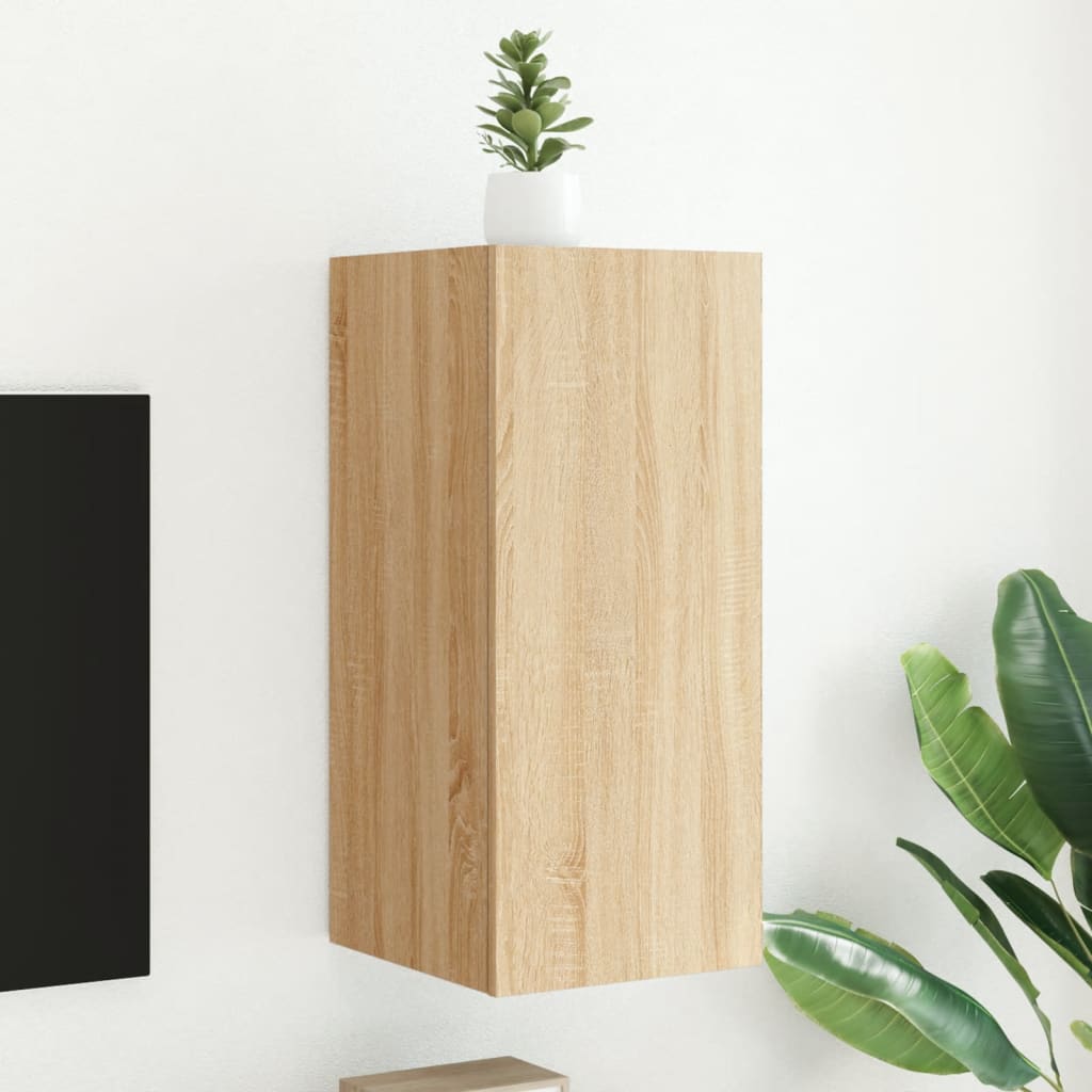 Wall-mounted TV cabinet with LED lights, sonoma oak, 30.5x35x70 cm