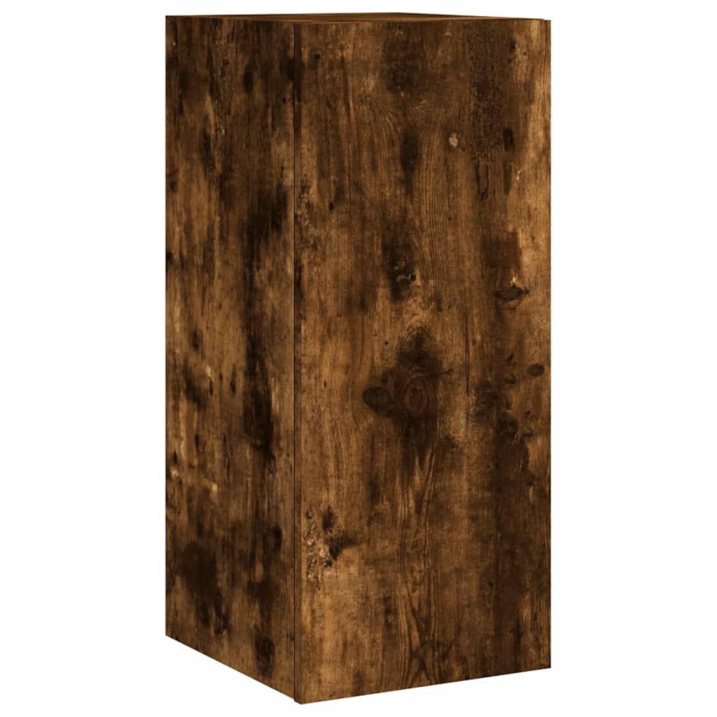 Wall-mounted TV cabinet with LED, 2 pcs. smoky oak, 30.5x35x70 cm