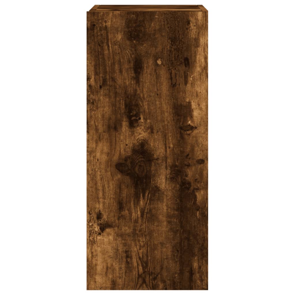 Wall-mounted TV cabinet with LED, 2 pcs. smoky oak, 30.5x35x70 cm