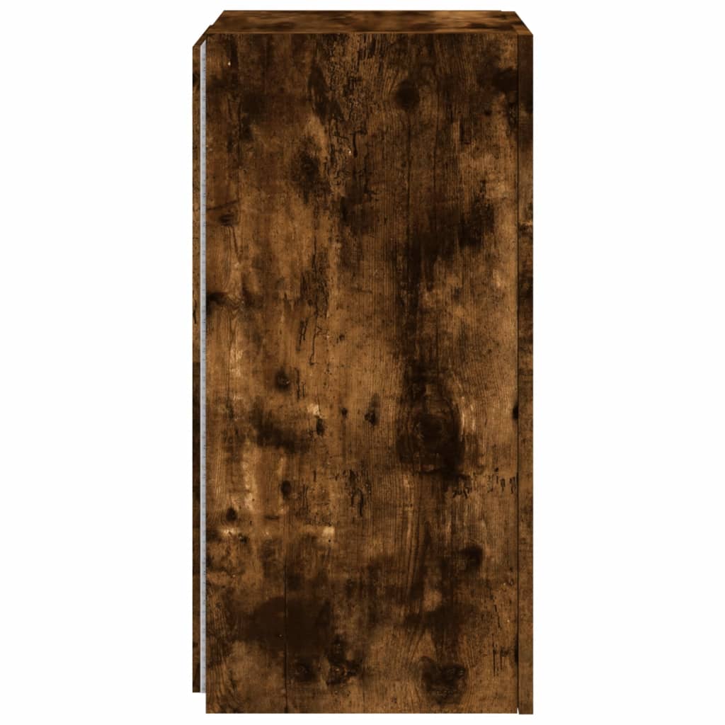 Wall-mounted TV cabinet with LED, 2 pcs. smoky oak, 30.5x35x70 cm