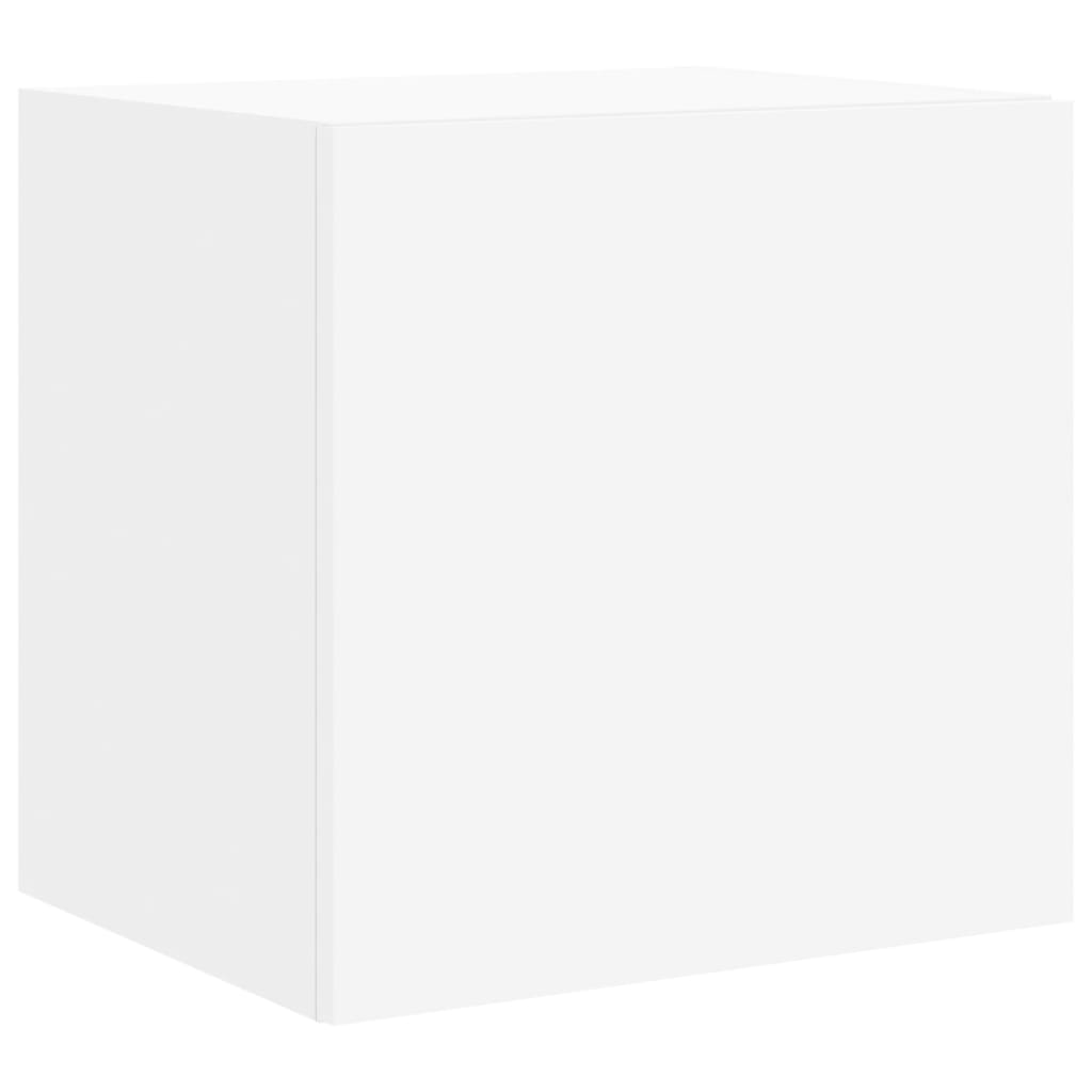 Wall-mounted TV cabinet with LED lights, white, 40.5x35x40 cm