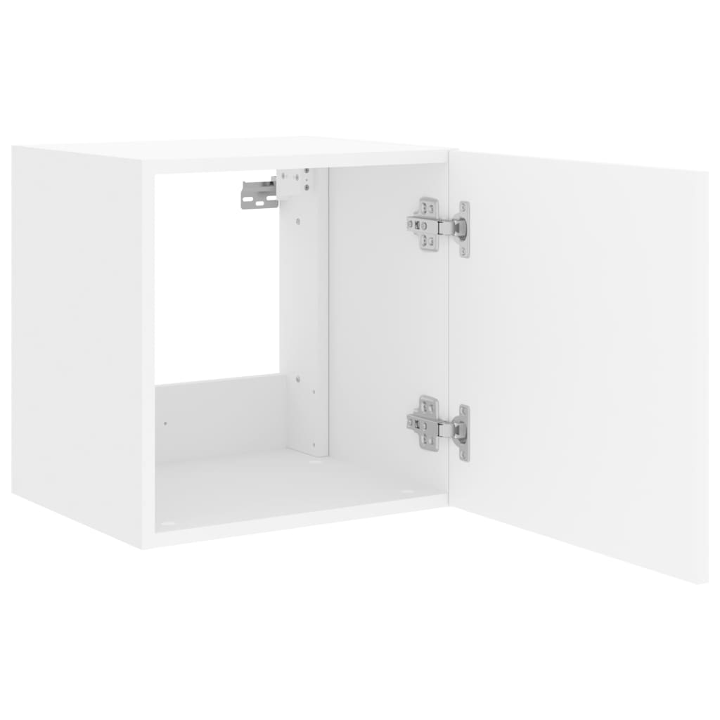 Wall-mounted TV cabinet with LED lights, white, 40.5x35x40 cm