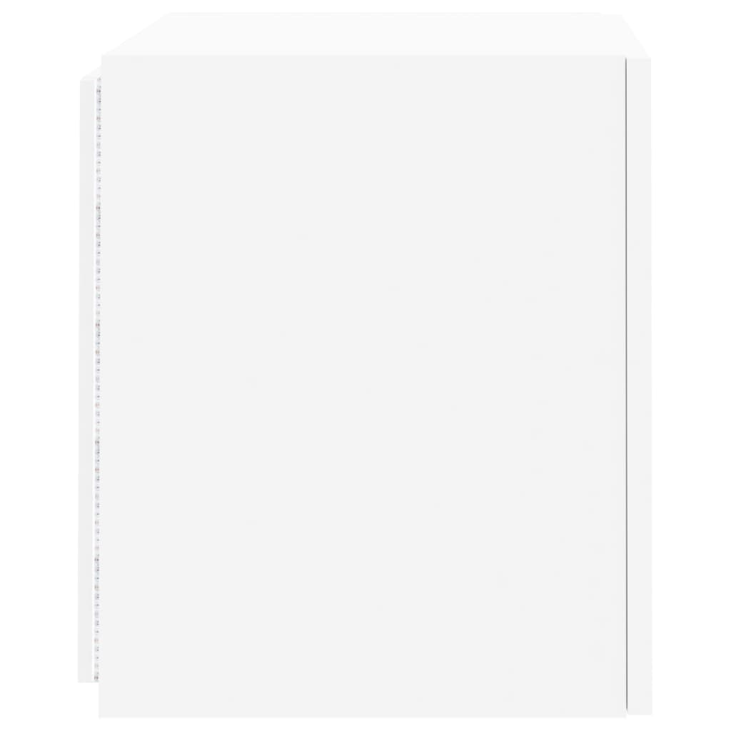 Wall-mounted TV cabinet with LED lights, white, 40.5x35x40 cm