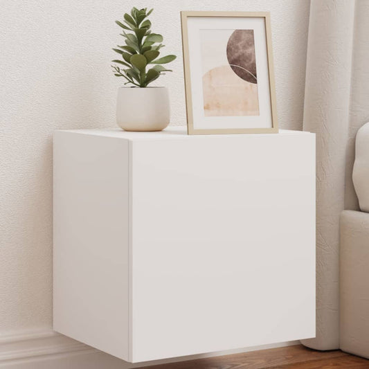 Comodă TV de perete cu lumini LED, alb, 40,5x35x40 cm