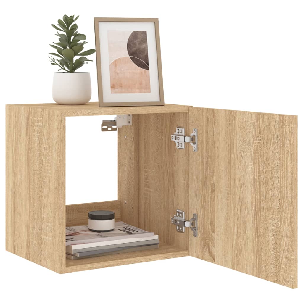 Wall-mounted TV cabinet with LED, 2 pcs. sonoma oak, 40.5x35x40 cm