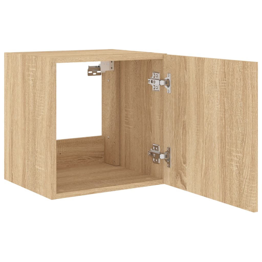 Wall-mounted TV cabinet with LED, 2 pcs. sonoma oak, 40.5x35x40 cm