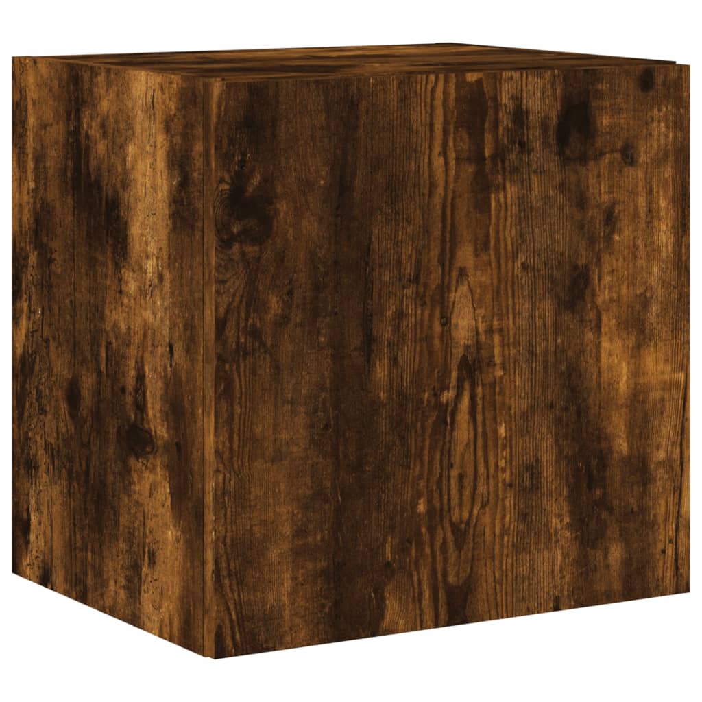 Comodă TV de perete cu LED, 2 buc. stejar fumuriu, 40,5x35x40cm