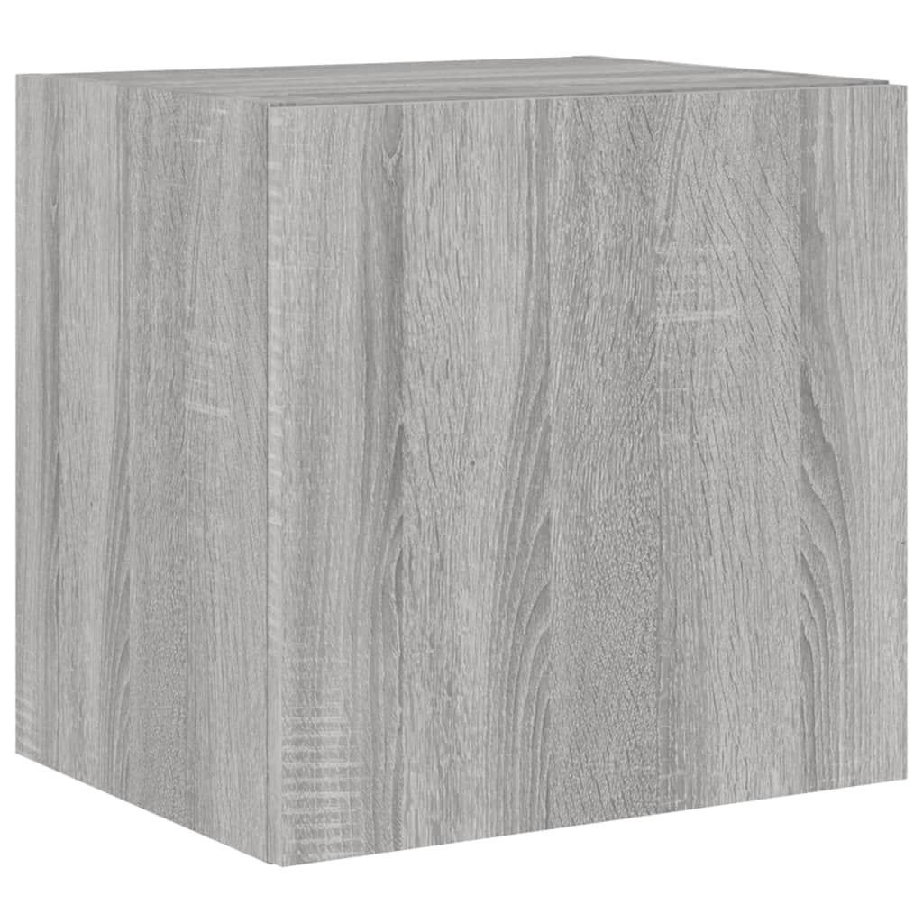 Wall-mounted TV cabinet with LED lights, sonoma gray, 40.5x35x40 cm
