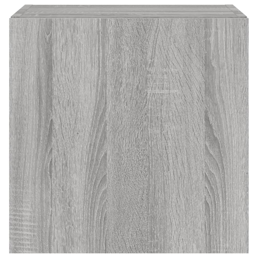 Wall-mounted TV cabinet with LED lights, sonoma gray, 40.5x35x40 cm