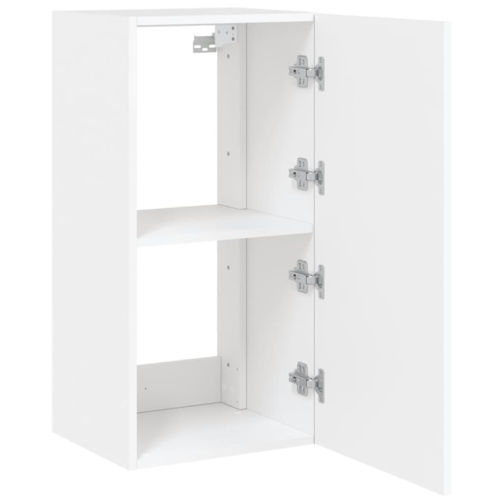 Wall-mounted TV cabinet with LED lights, white, 40.5x35x80 cm