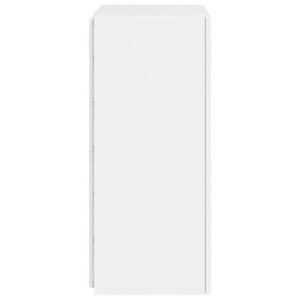 Wall-mounted TV cabinet with LED lights, white, 40.5x35x80 cm