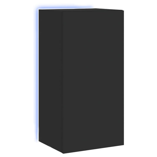 Comodă TV de perete cu lumini LED, negru, 40,5x35x80 cm