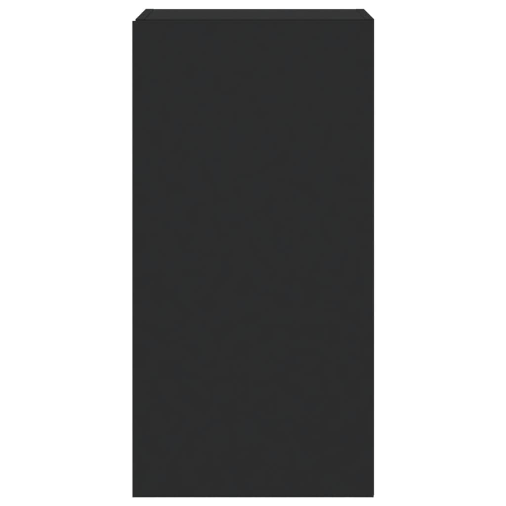 Wall-mounted TV cabinet with LED lights, black, 40.5x35x80 cm