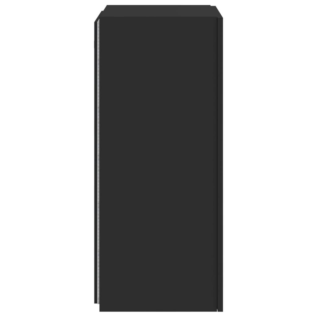 Wall-mounted TV cabinet with LED lights, black, 40.5x35x80 cm
