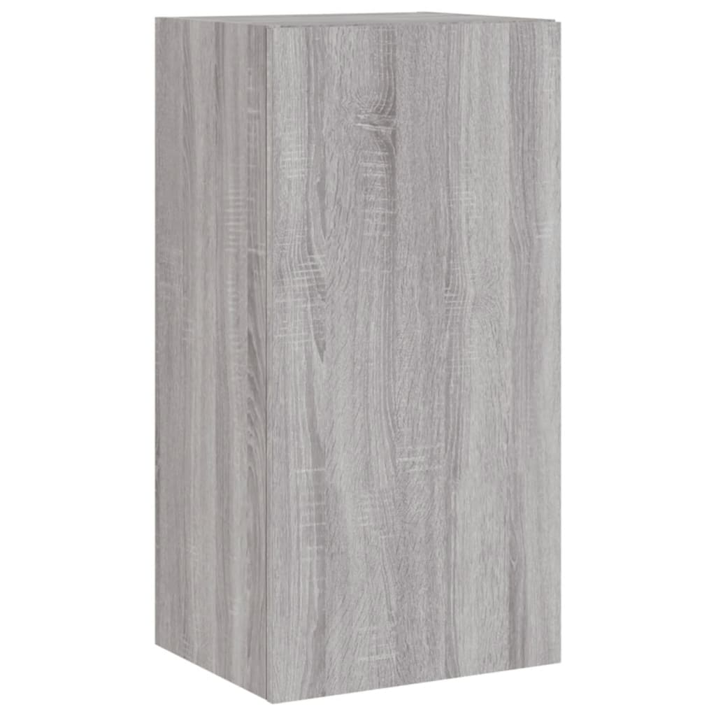 Wall-mounted TV cabinet with LED lights, sonoma gray, 40.5x35x80 cm