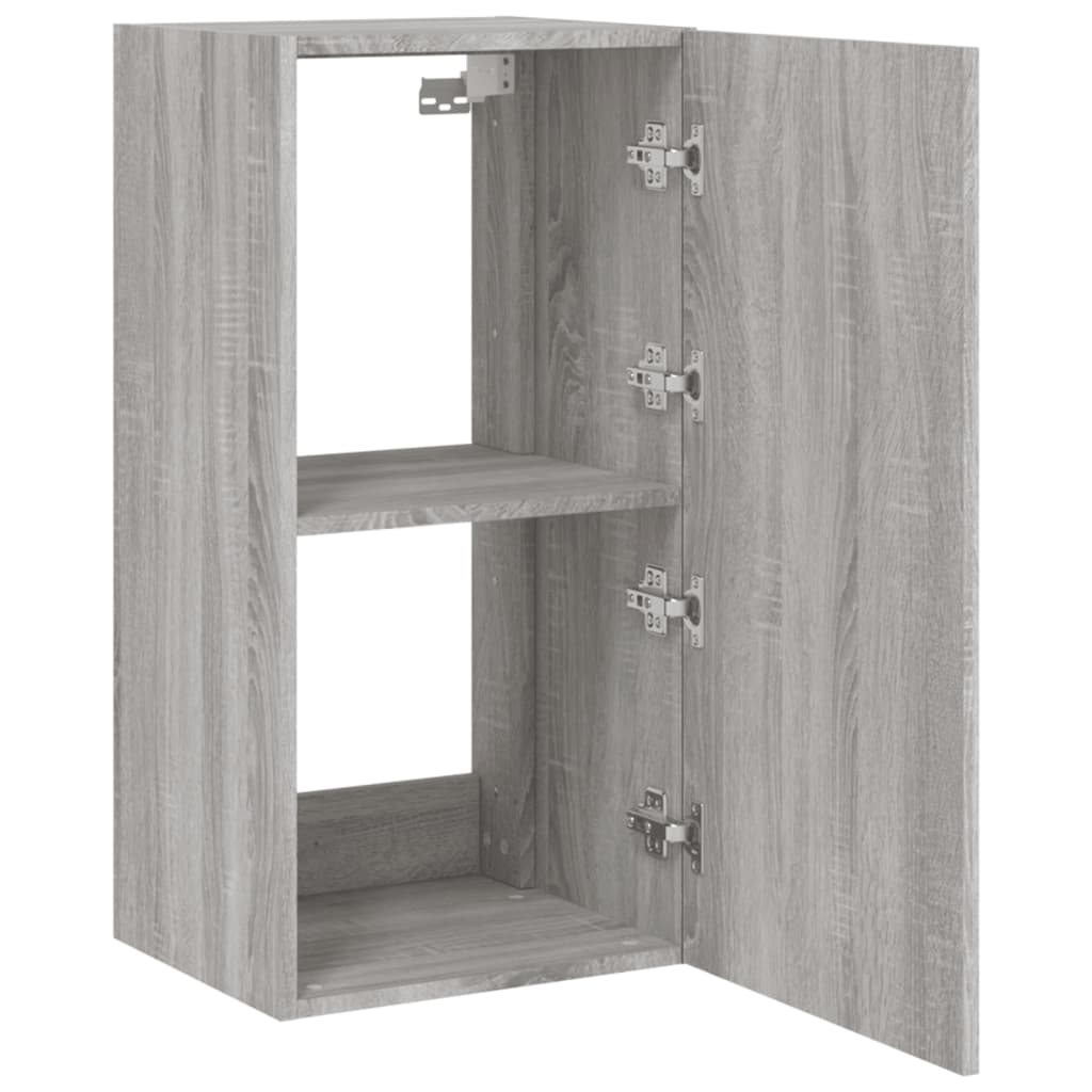 Wall-mounted TV cabinet with LED lights, sonoma gray, 40.5x35x80 cm