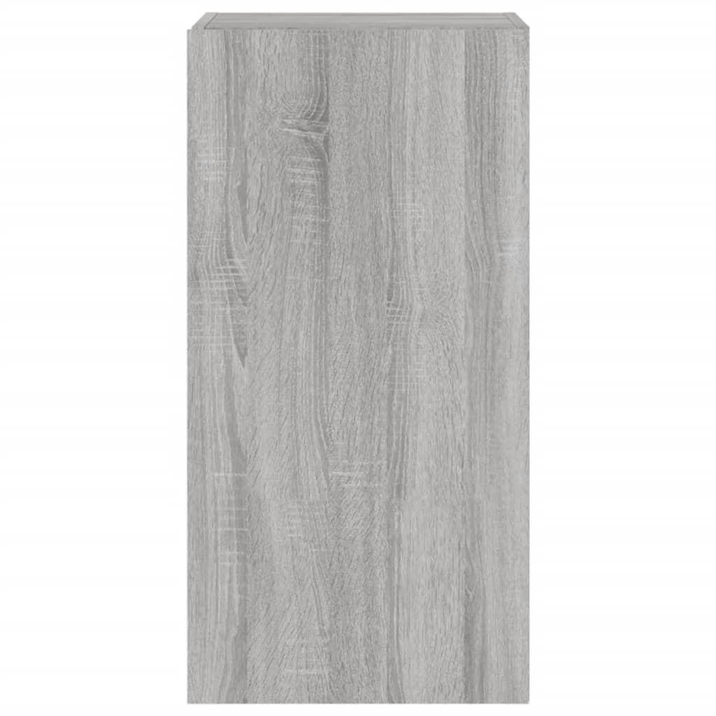 Wall-mounted TV cabinet with LED lights, sonoma gray, 40.5x35x80 cm