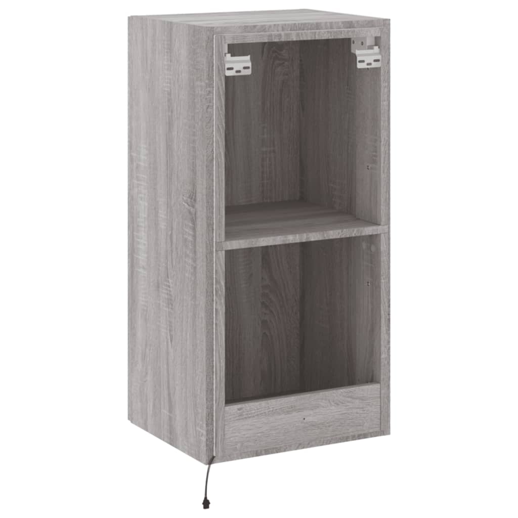 Wall-mounted TV cabinet with LED lights, sonoma gray, 40.5x35x80 cm