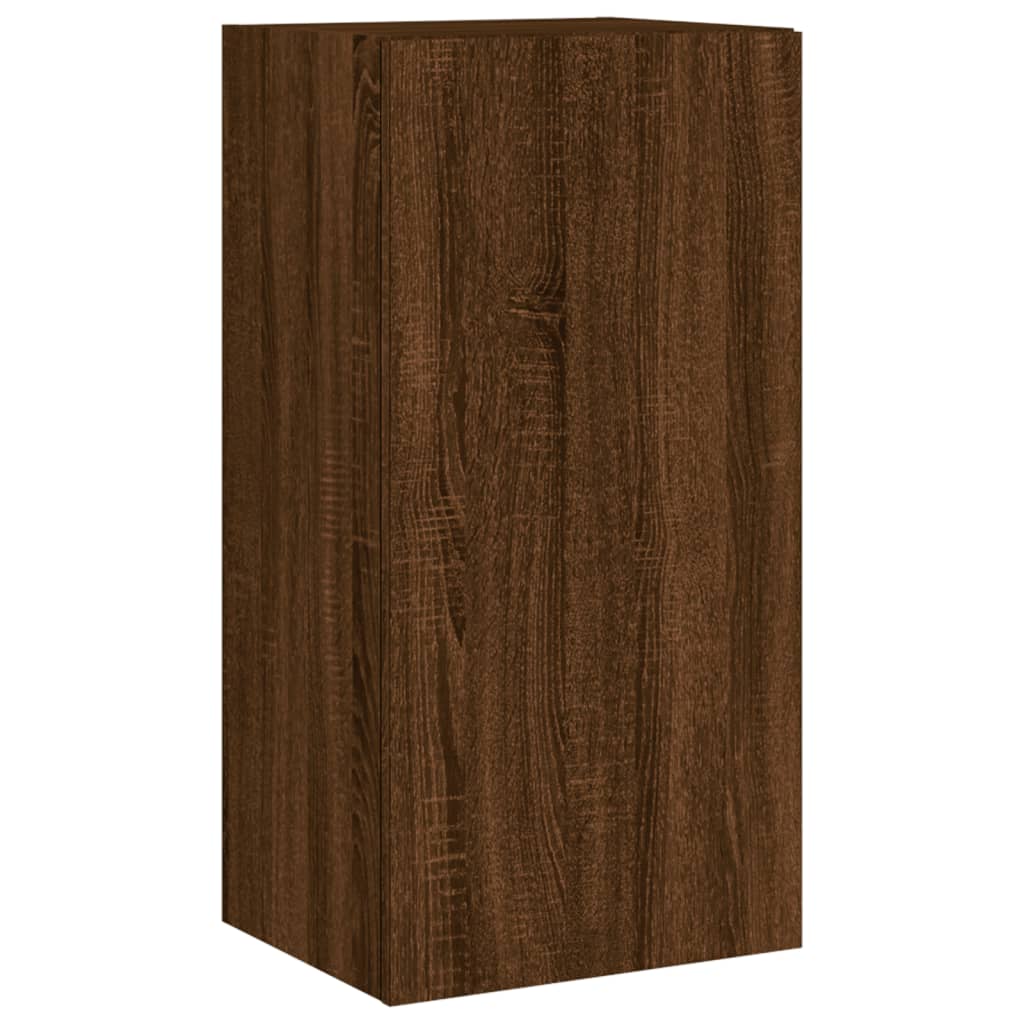 Comodă TV de perete cu lumini LED, stejar maro, 40,5x35x80 cm