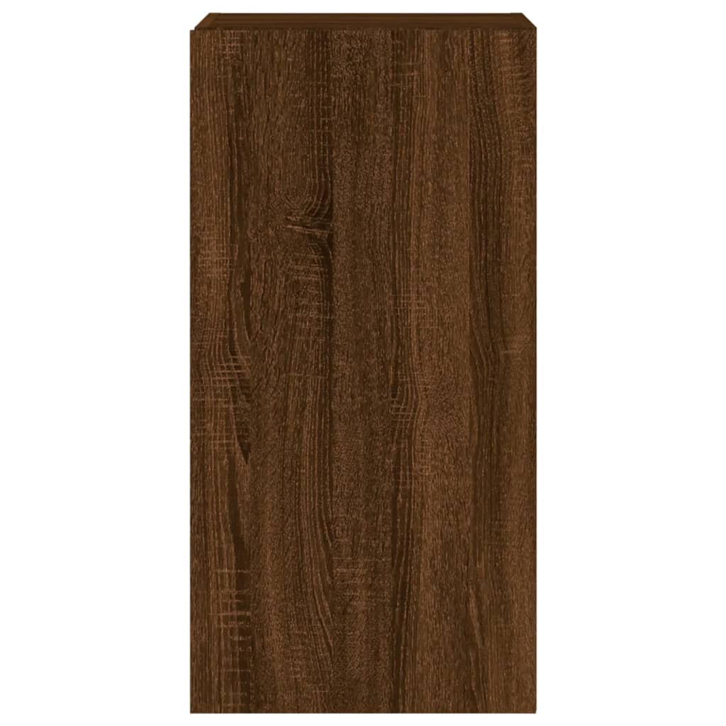 Comodă TV de perete cu lumini LED, stejar maro, 40,5x35x80 cm