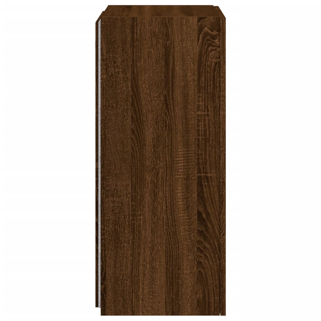 Comodă TV de perete cu lumini LED, stejar maro, 40,5x35x80 cm