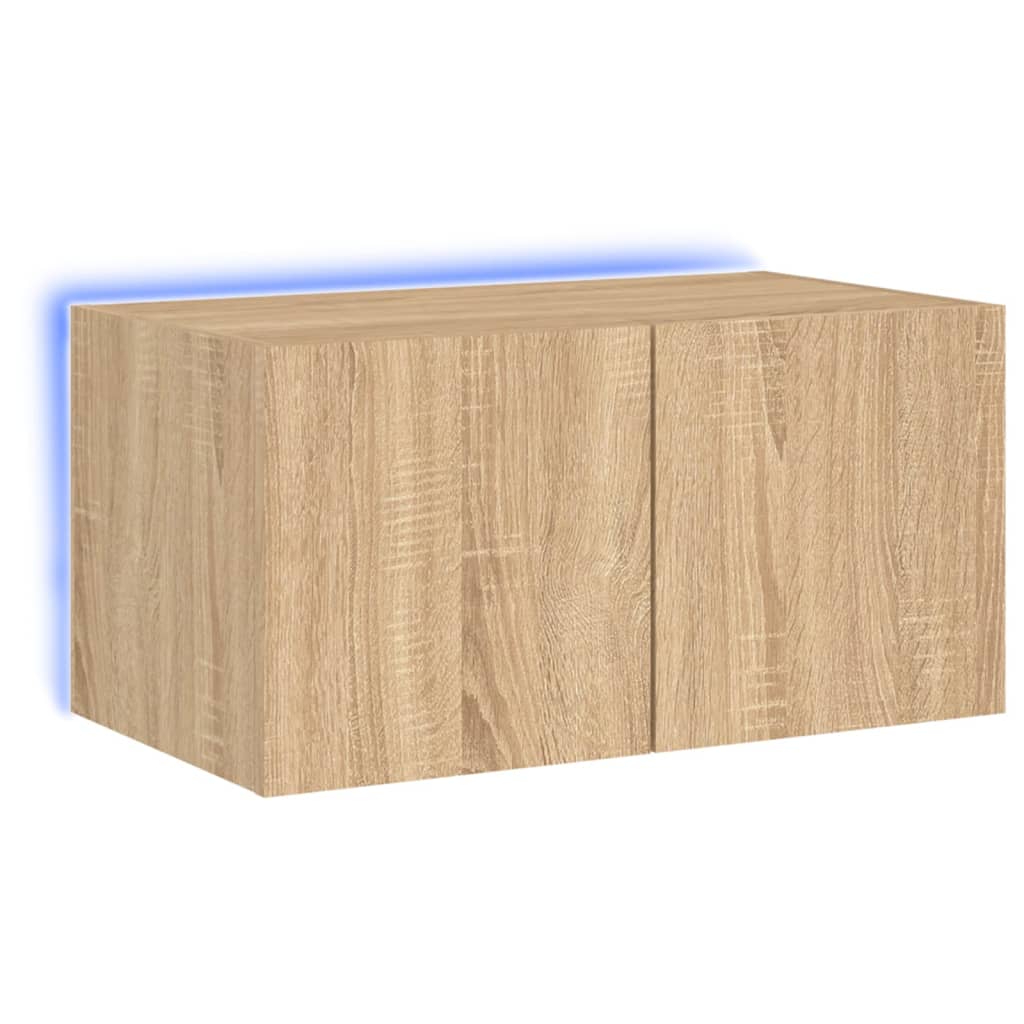 Wall-mounted TV cabinet with LED lights, sonoma oak, 60x35x31 cm