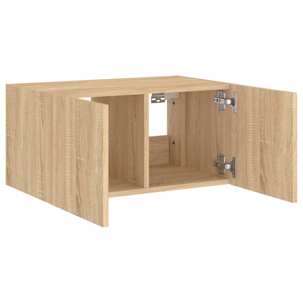 Wall-mounted TV cabinet with LED lights, sonoma oak, 60x35x31 cm