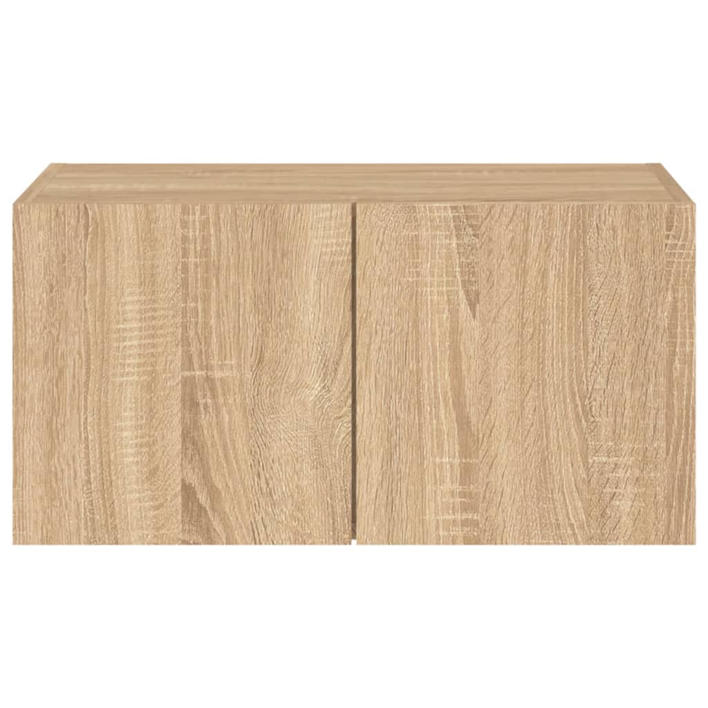 Wall-mounted TV cabinet with LED lights, sonoma oak, 60x35x31 cm