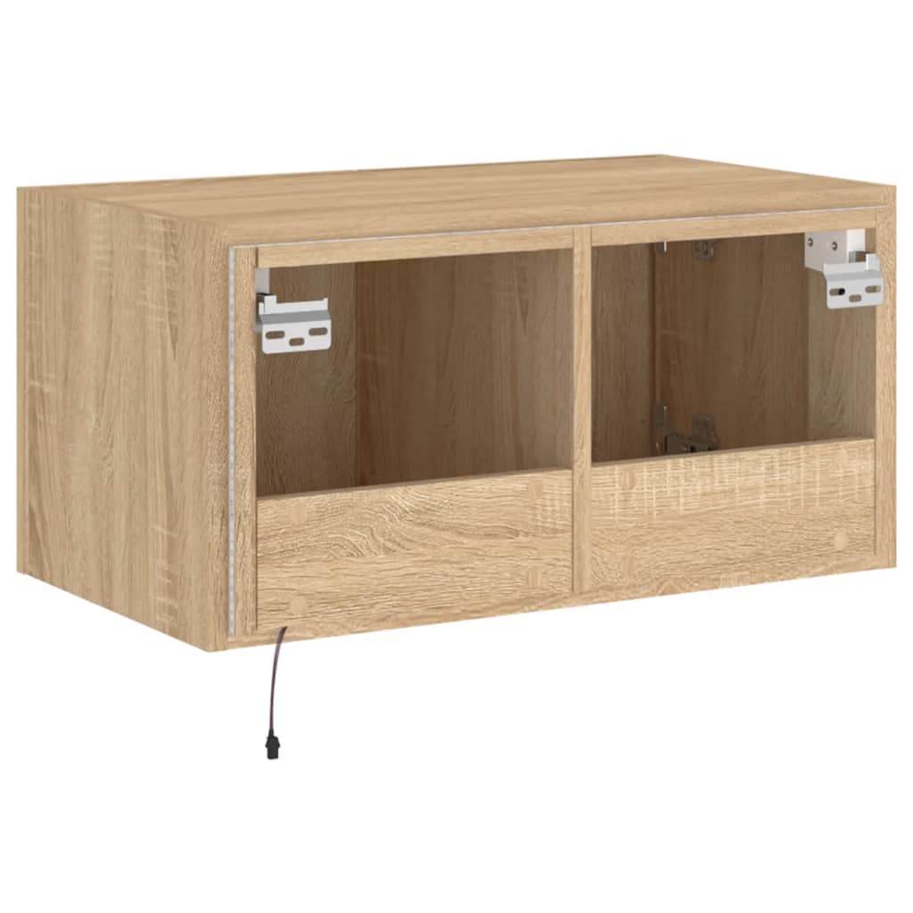Wall-mounted TV cabinet with LED lights, sonoma oak, 60x35x31 cm