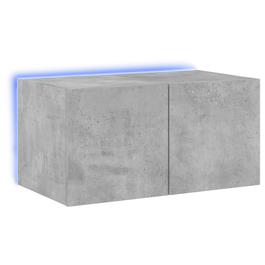 Wall-mounted TV cabinet with LED lights, concrete gray, 60x35x31 cm