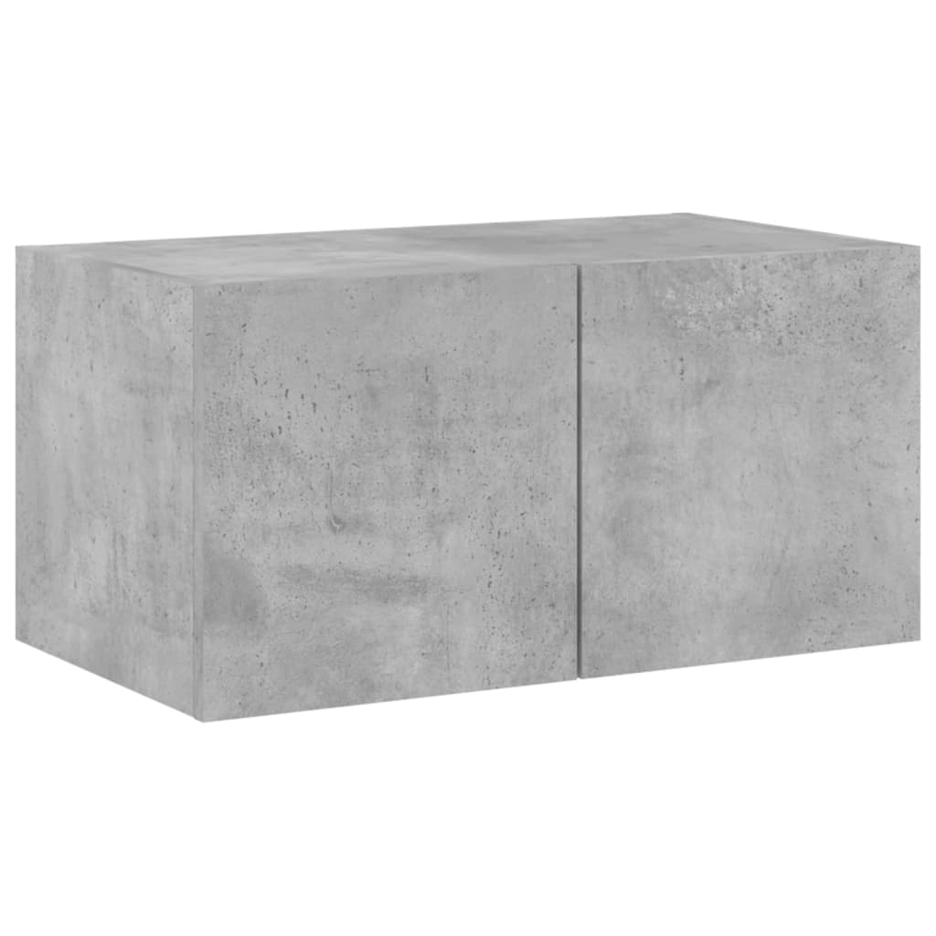 Wall-mounted TV cabinet with LED lights, concrete gray, 60x35x31 cm