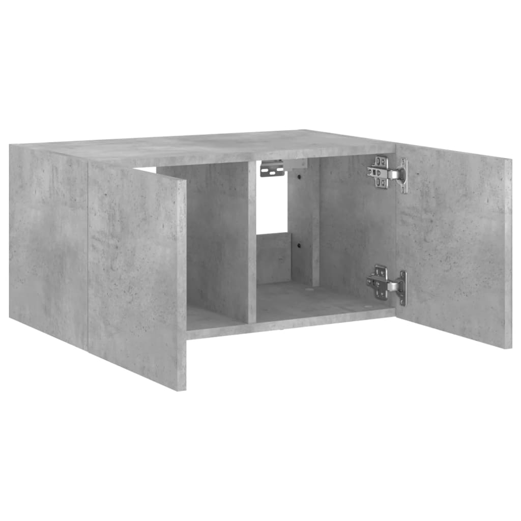 Wall-mounted TV cabinet with LED lights, concrete gray, 60x35x31 cm