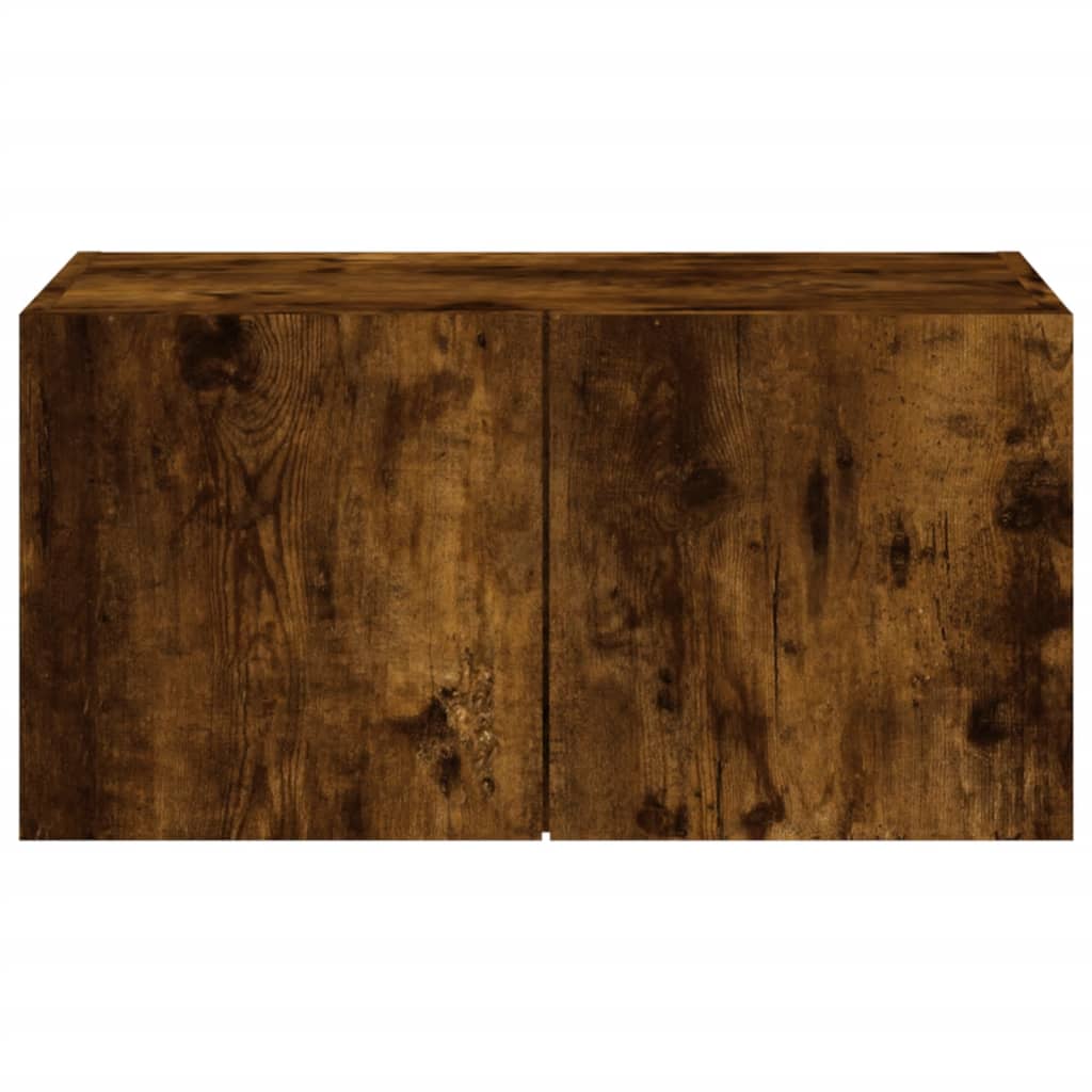 Wall-mounted TV cabinet with LED lights, smoky oak, 60x35x31 cm