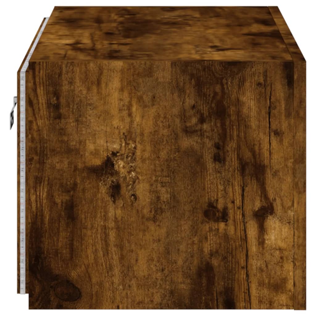 Wall-mounted TV cabinet with LED lights, smoky oak, 60x35x31 cm