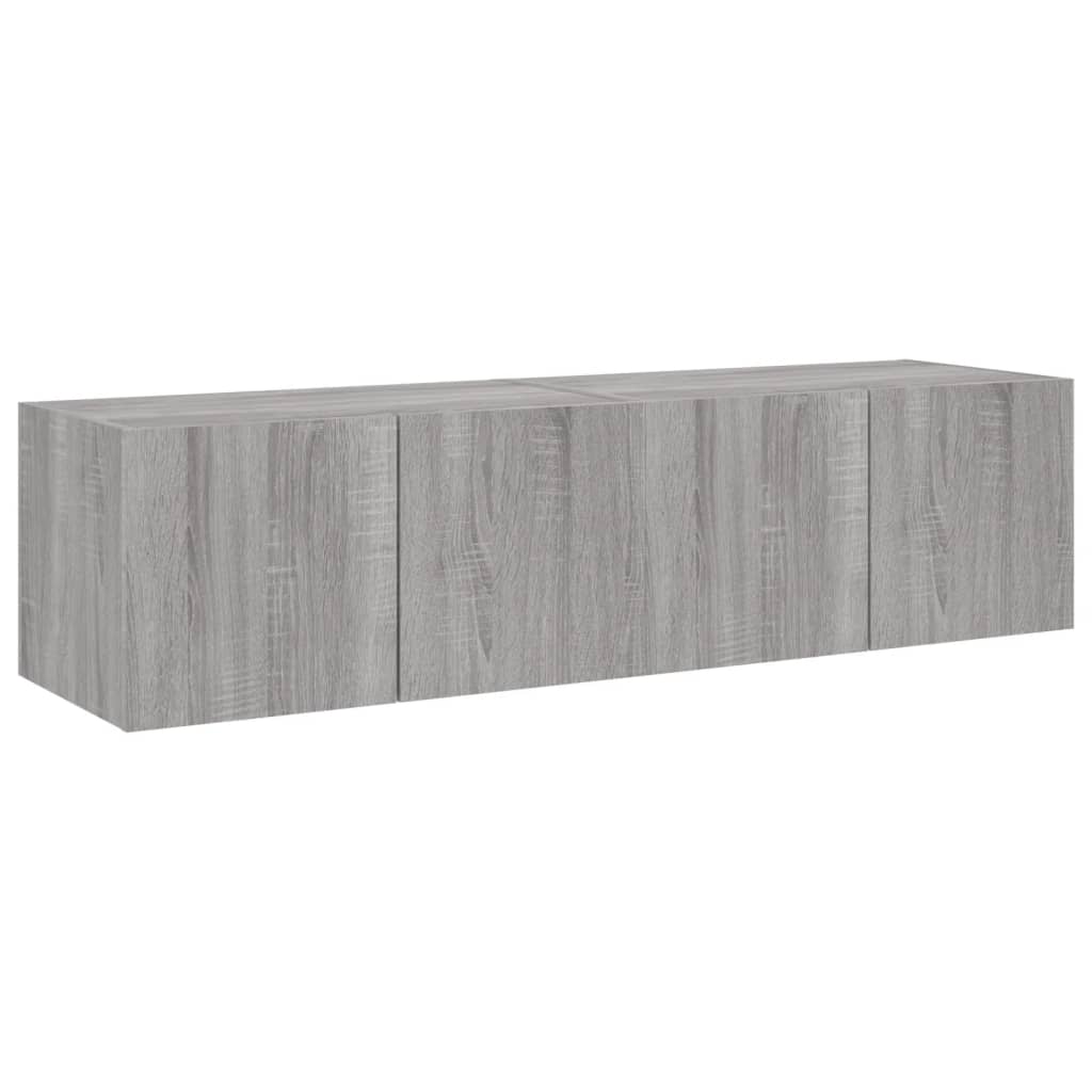 Comodă TV de perete cu LED, 2 buc, gri sonoma, 60x35x31 cm
