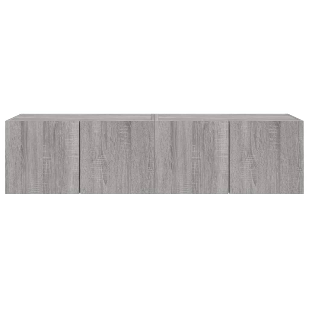 Comodă TV de perete cu LED, 2 buc, gri sonoma, 60x35x31 cm
