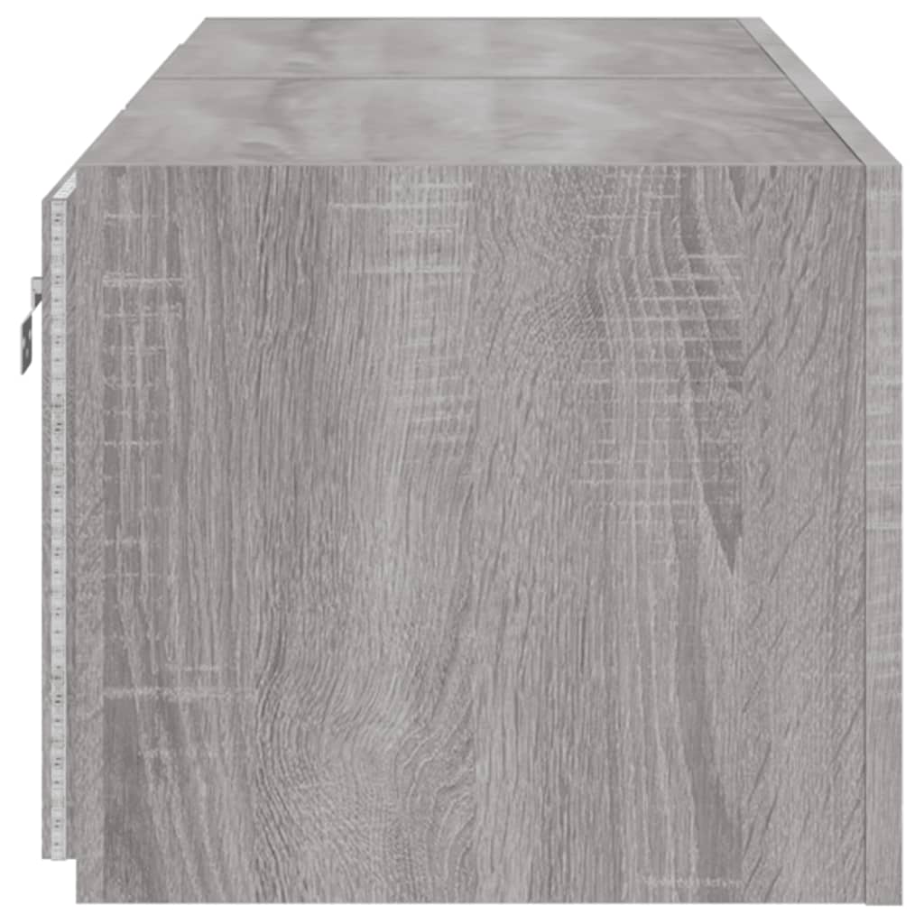 Comodă TV de perete cu LED, 2 buc, gri sonoma, 60x35x31 cm