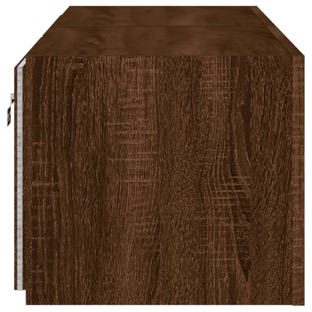 Wall-mounted TV cabinet with LED, 2 pcs. brown oak, 60x35x31 cm